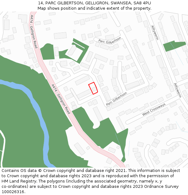 14, PARC GILBERTSON, GELLIGRON, SWANSEA, SA8 4PU: Location map and indicative extent of plot