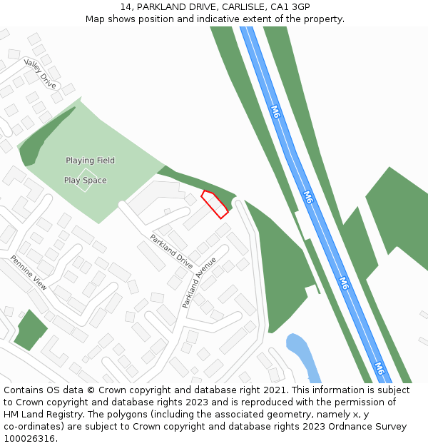 14, PARKLAND DRIVE, CARLISLE, CA1 3GP: Location map and indicative extent of plot