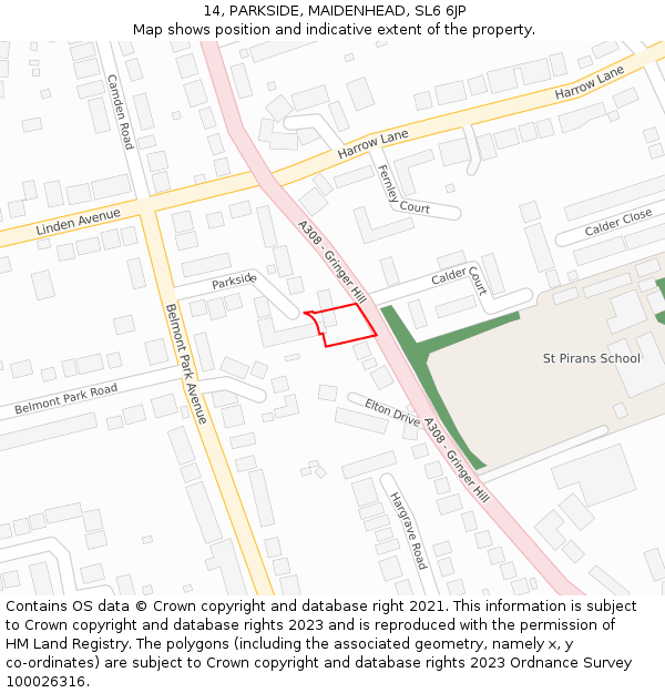 14, PARKSIDE, MAIDENHEAD, SL6 6JP: Location map and indicative extent of plot