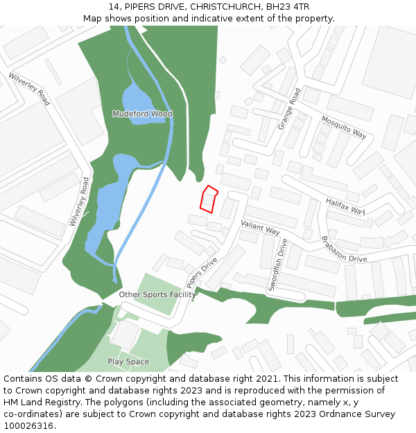 14, PIPERS DRIVE, CHRISTCHURCH, BH23 4TR: Location map and indicative extent of plot