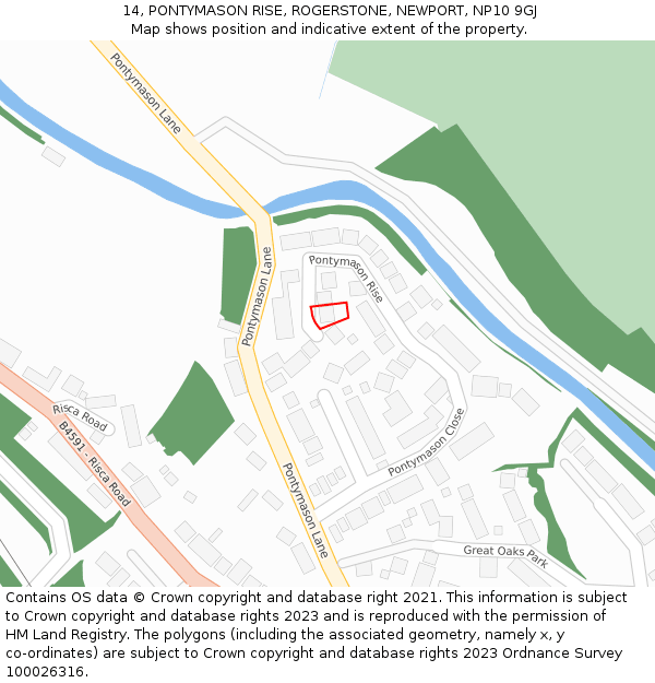 14, PONTYMASON RISE, ROGERSTONE, NEWPORT, NP10 9GJ: Location map and indicative extent of plot