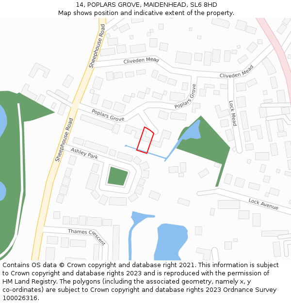 14, POPLARS GROVE, MAIDENHEAD, SL6 8HD: Location map and indicative extent of plot