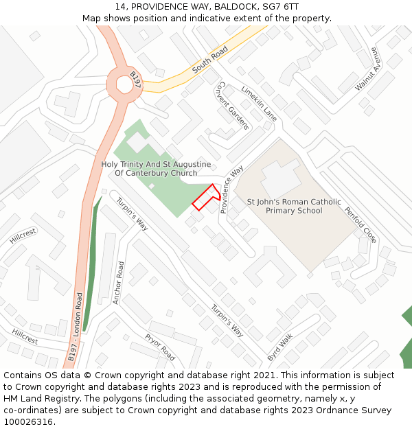 14, PROVIDENCE WAY, BALDOCK, SG7 6TT: Location map and indicative extent of plot