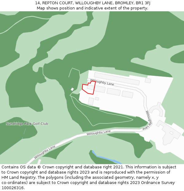 14, REPTON COURT, WILLOUGHBY LANE, BROMLEY, BR1 3FJ: Location map and indicative extent of plot
