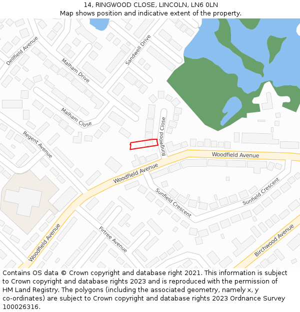 14, RINGWOOD CLOSE, LINCOLN, LN6 0LN: Location map and indicative extent of plot
