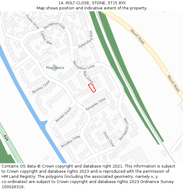 14, ROLT CLOSE, STONE, ST15 8YX: Location map and indicative extent of plot