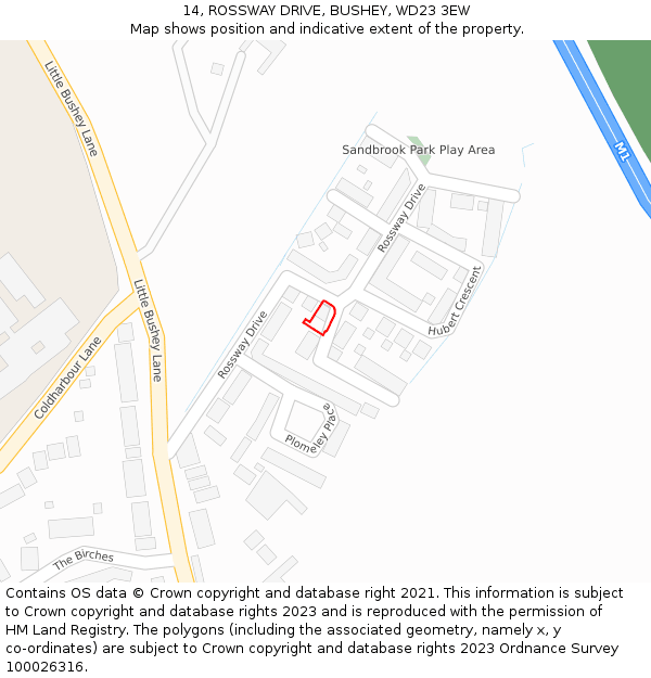 14, ROSSWAY DRIVE, BUSHEY, WD23 3EW: Location map and indicative extent of plot