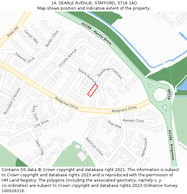 14, SEARLE AVENUE, STAFFORD, ST16 1AD: Location map and indicative extent of plot
