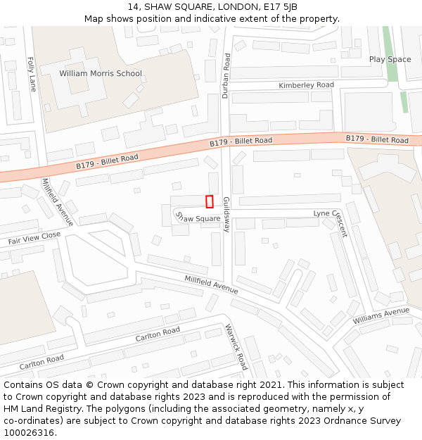 14, SHAW SQUARE, LONDON, E17 5JB: Location map and indicative extent of plot