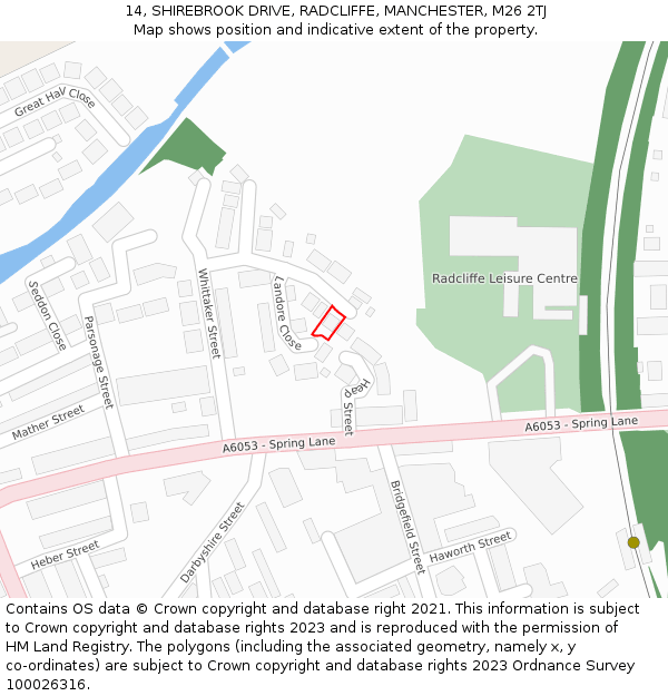 14, SHIREBROOK DRIVE, RADCLIFFE, MANCHESTER, M26 2TJ: Location map and indicative extent of plot