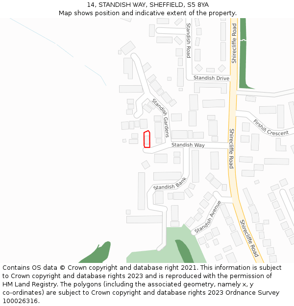 14, STANDISH WAY, SHEFFIELD, S5 8YA: Location map and indicative extent of plot