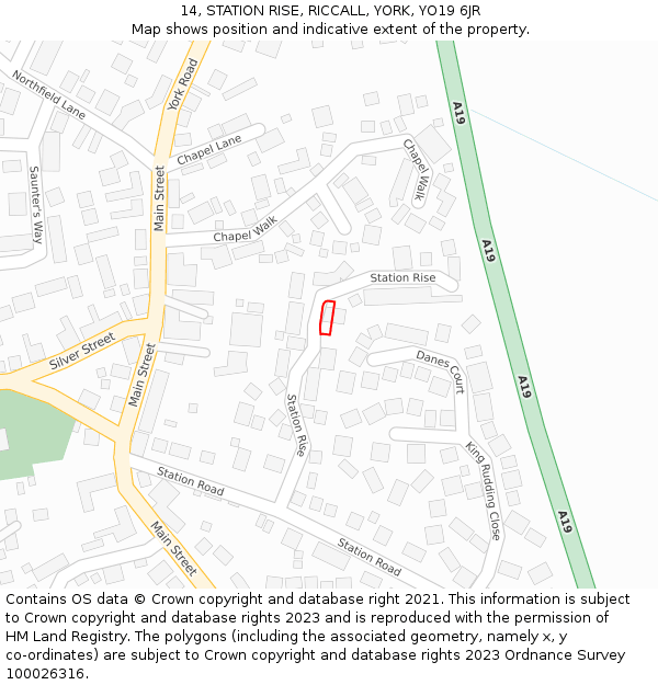 14, STATION RISE, RICCALL, YORK, YO19 6JR: Location map and indicative extent of plot