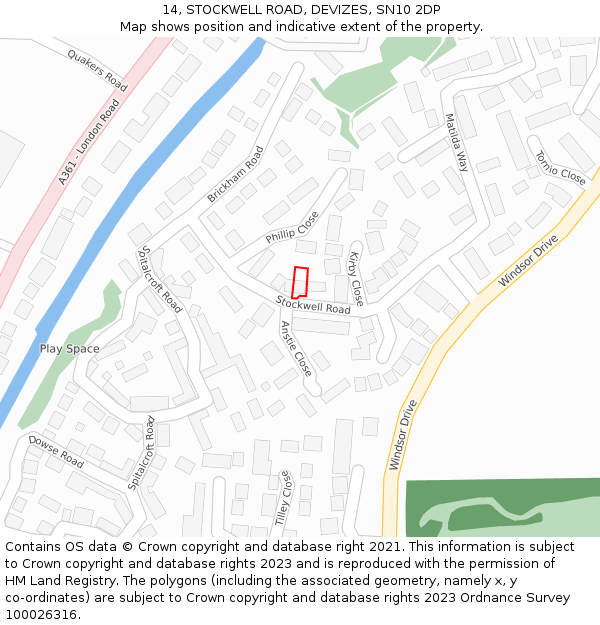 14, STOCKWELL ROAD, DEVIZES, SN10 2DP: Location map and indicative extent of plot