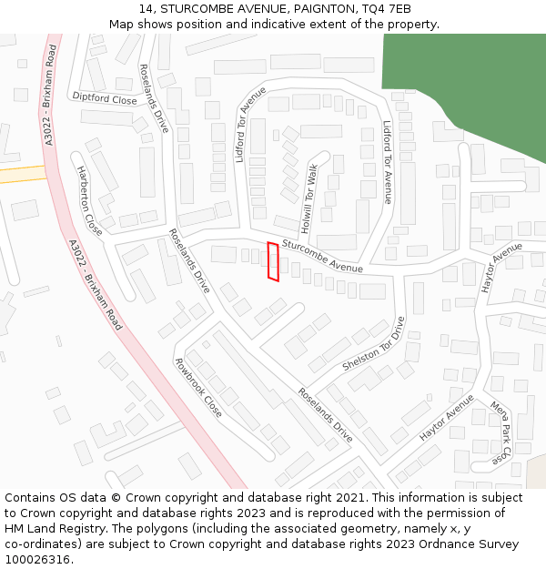 14, STURCOMBE AVENUE, PAIGNTON, TQ4 7EB: Location map and indicative extent of plot