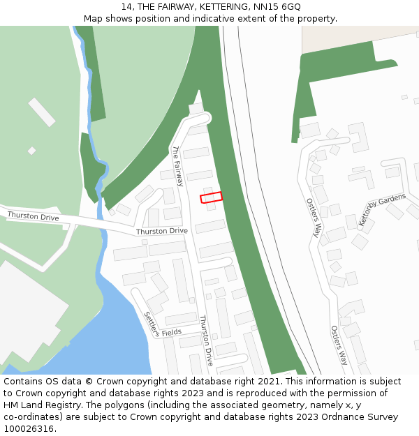 14, THE FAIRWAY, KETTERING, NN15 6GQ: Location map and indicative extent of plot