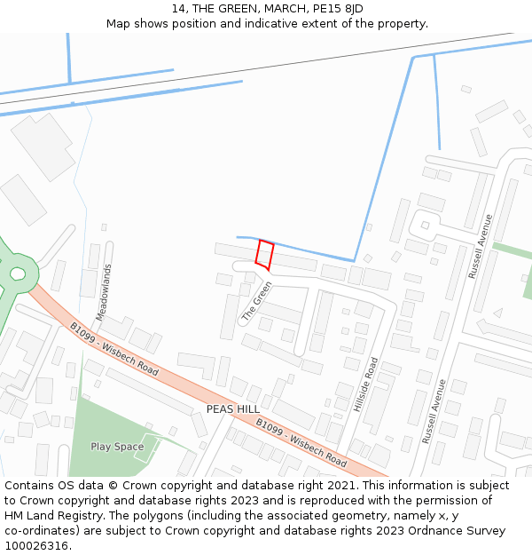 14, THE GREEN, MARCH, PE15 8JD: Location map and indicative extent of plot