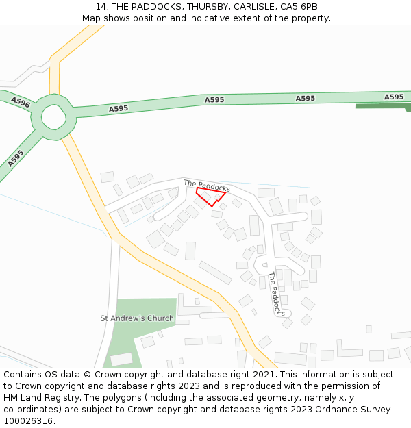 14, THE PADDOCKS, THURSBY, CARLISLE, CA5 6PB: Location map and indicative extent of plot