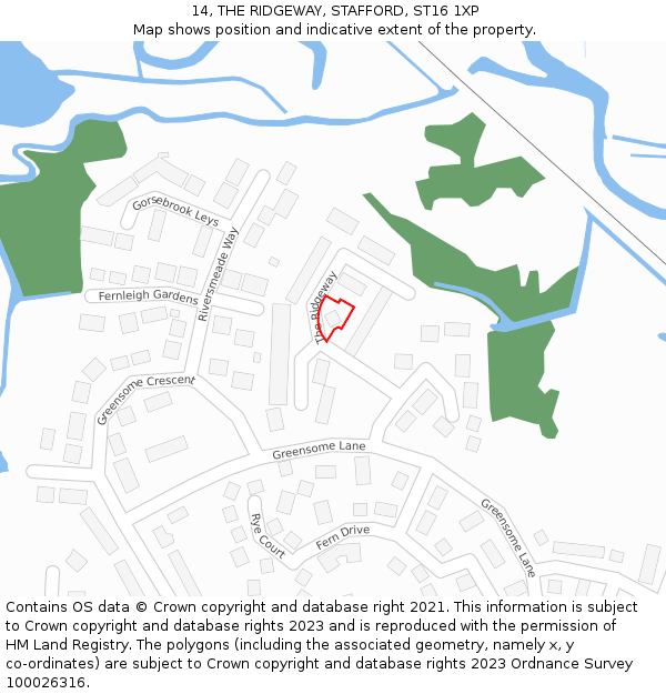 14, THE RIDGEWAY, STAFFORD, ST16 1XP: Location map and indicative extent of plot