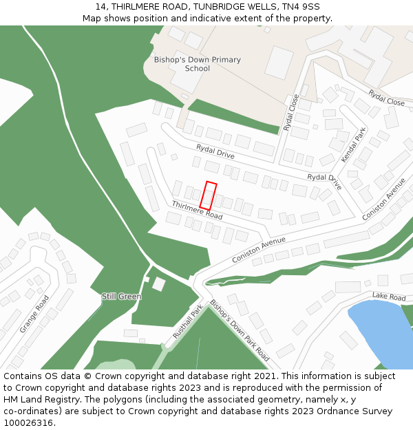 14, THIRLMERE ROAD, TUNBRIDGE WELLS, TN4 9SS: Location map and indicative extent of plot