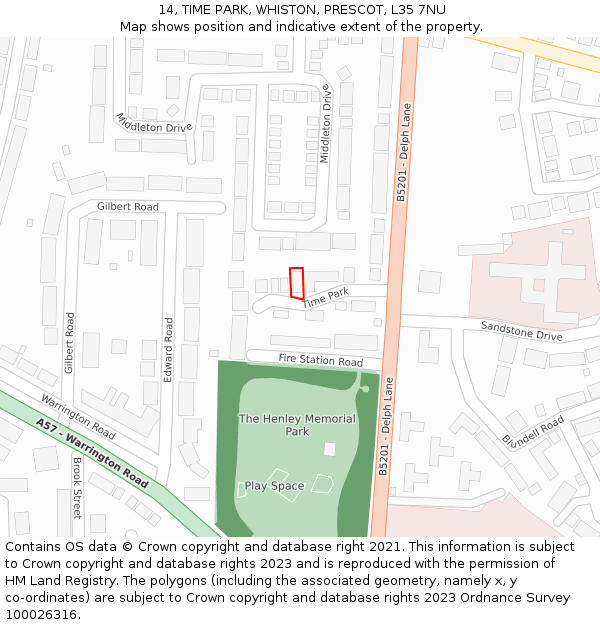 14, TIME PARK, WHISTON, PRESCOT, L35 7NU: Location map and indicative extent of plot