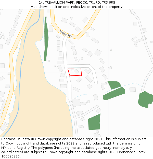 14, TREVALLION PARK, FEOCK, TRURO, TR3 6RS: Location map and indicative extent of plot