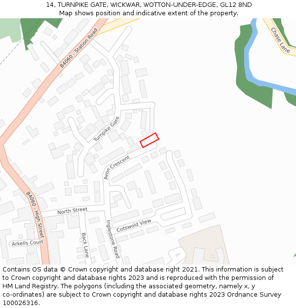 14, TURNPIKE GATE, WICKWAR, WOTTON-UNDER-EDGE, GL12 8ND: Location map and indicative extent of plot