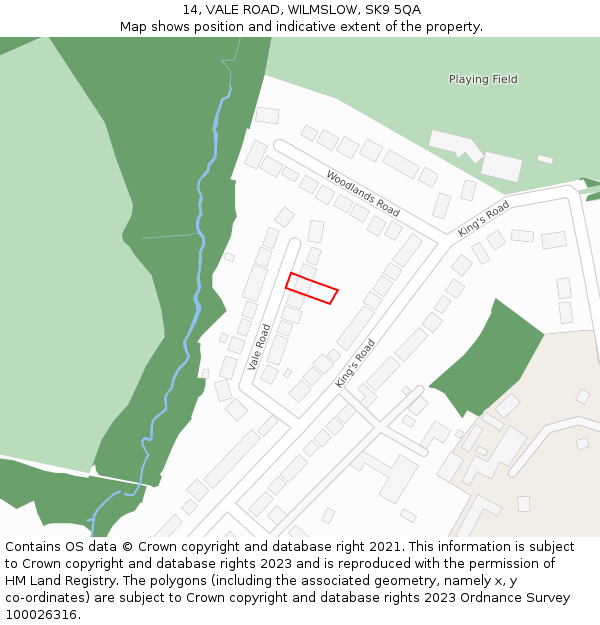 14, VALE ROAD, WILMSLOW, SK9 5QA: Location map and indicative extent of plot