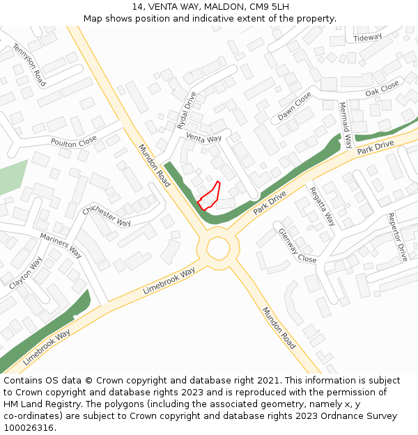14, VENTA WAY, MALDON, CM9 5LH: Location map and indicative extent of plot