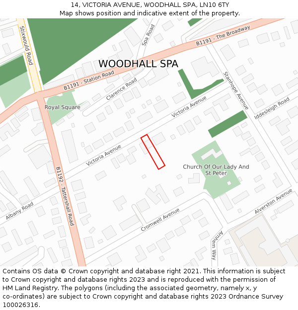 14, VICTORIA AVENUE, WOODHALL SPA, LN10 6TY: Location map and indicative extent of plot