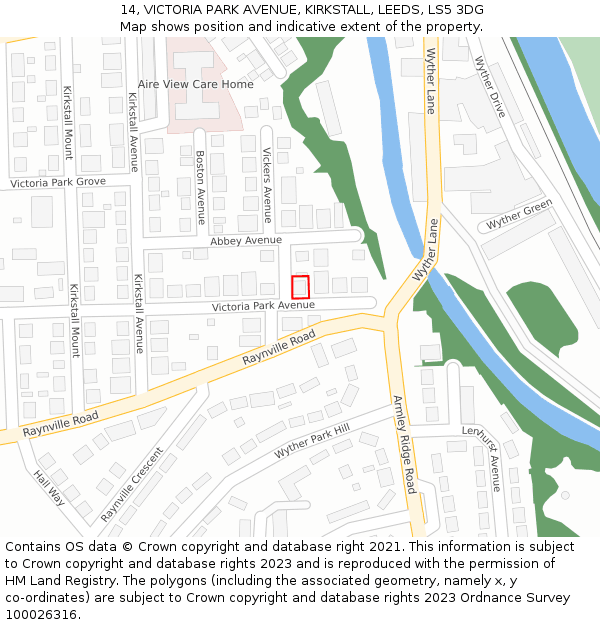 14, VICTORIA PARK AVENUE, KIRKSTALL, LEEDS, LS5 3DG: Location map and indicative extent of plot