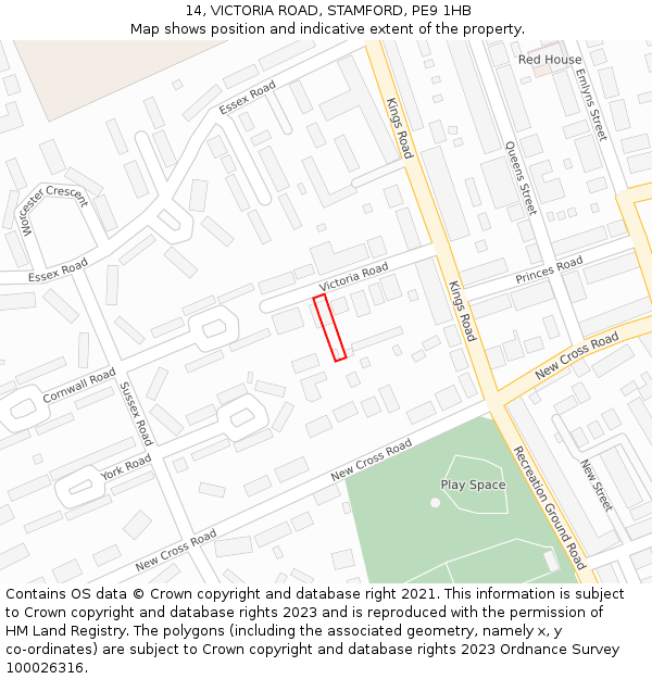 14, VICTORIA ROAD, STAMFORD, PE9 1HB: Location map and indicative extent of plot