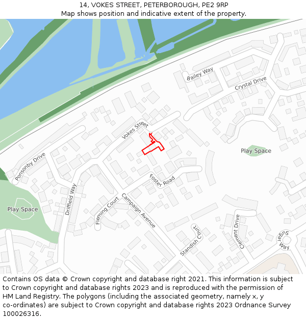 14, VOKES STREET, PETERBOROUGH, PE2 9RP: Location map and indicative extent of plot