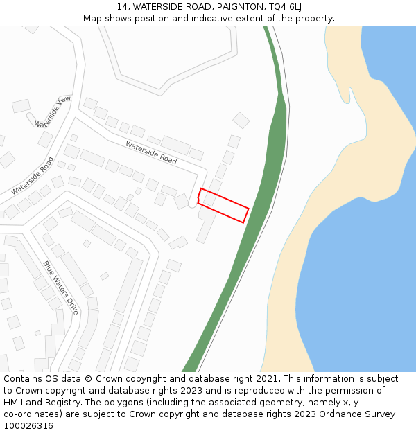 14, WATERSIDE ROAD, PAIGNTON, TQ4 6LJ: Location map and indicative extent of plot