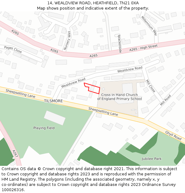14, WEALDVIEW ROAD, HEATHFIELD, TN21 0XA: Location map and indicative extent of plot