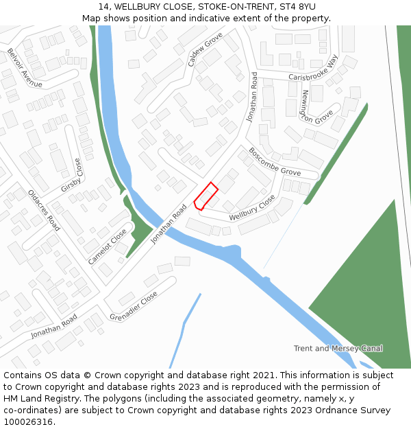 14, WELLBURY CLOSE, STOKE-ON-TRENT, ST4 8YU: Location map and indicative extent of plot
