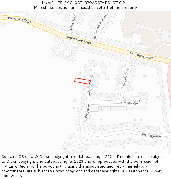 14, WELLESLEY CLOSE, BROADSTAIRS, CT10 2HH: Location map and indicative extent of plot