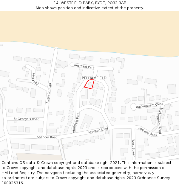 14, WESTFIELD PARK, RYDE, PO33 3AB: Location map and indicative extent of plot