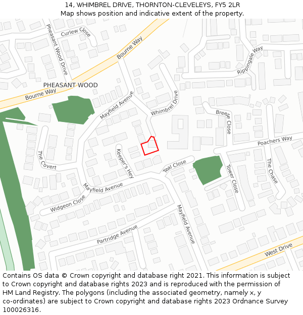 14, WHIMBREL DRIVE, THORNTON-CLEVELEYS, FY5 2LR: Location map and indicative extent of plot