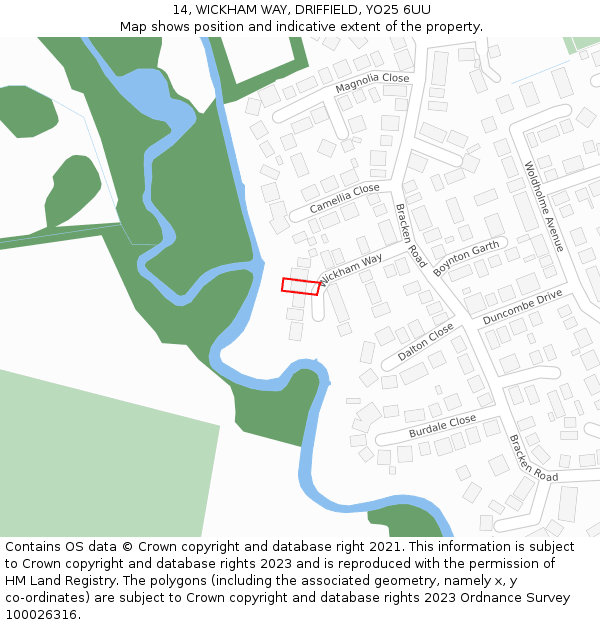 14, WICKHAM WAY, DRIFFIELD, YO25 6UU: Location map and indicative extent of plot