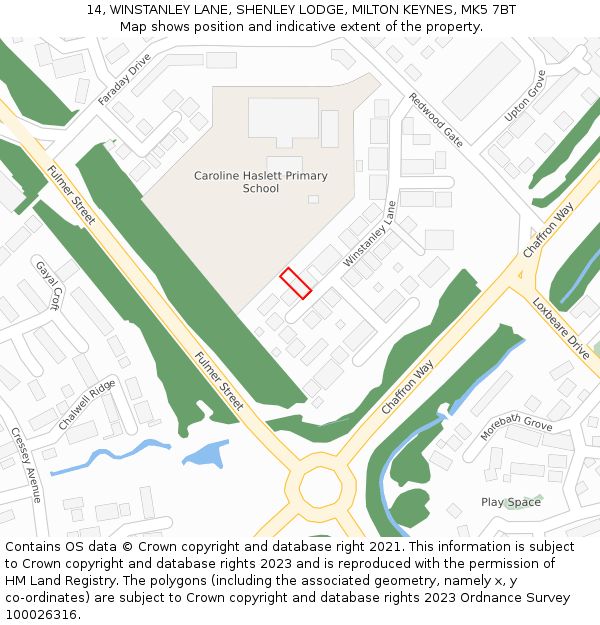 14, WINSTANLEY LANE, SHENLEY LODGE, MILTON KEYNES, MK5 7BT: Location map and indicative extent of plot