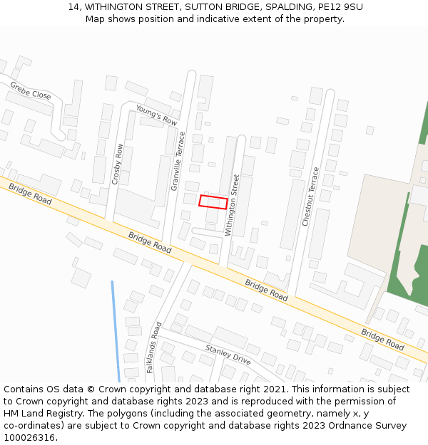 14, WITHINGTON STREET, SUTTON BRIDGE, SPALDING, PE12 9SU: Location map and indicative extent of plot
