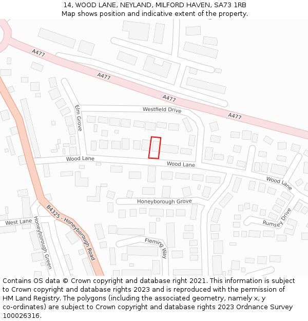 14, WOOD LANE, NEYLAND, MILFORD HAVEN, SA73 1RB: Location map and indicative extent of plot