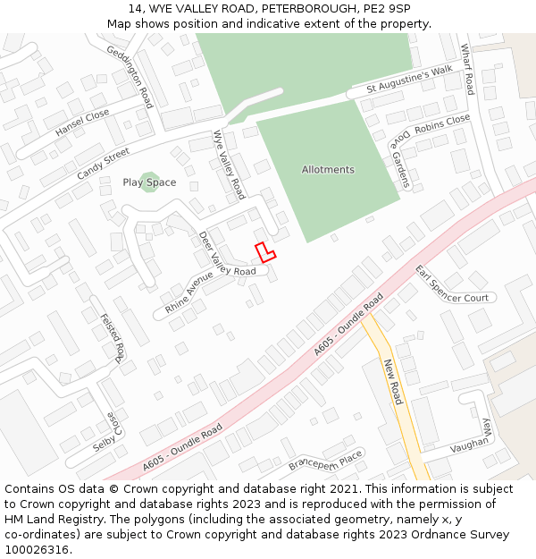 14, WYE VALLEY ROAD, PETERBOROUGH, PE2 9SP: Location map and indicative extent of plot