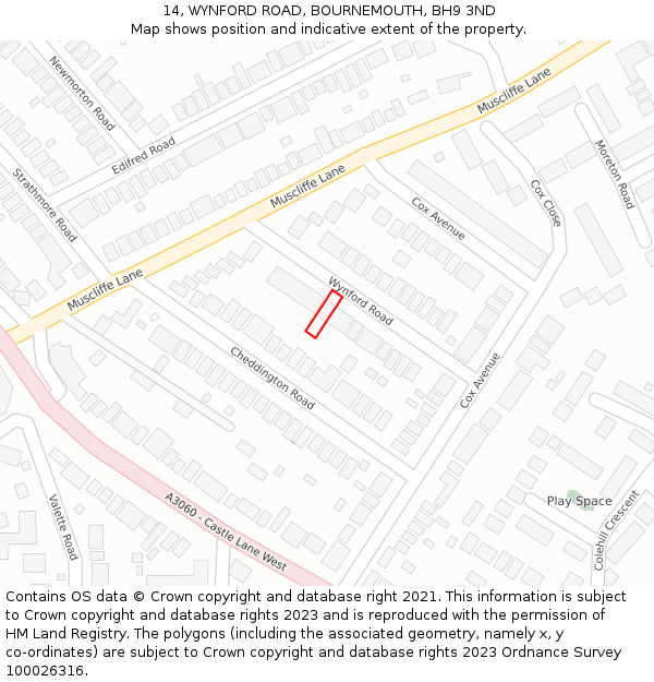 14, WYNFORD ROAD, BOURNEMOUTH, BH9 3ND: Location map and indicative extent of plot