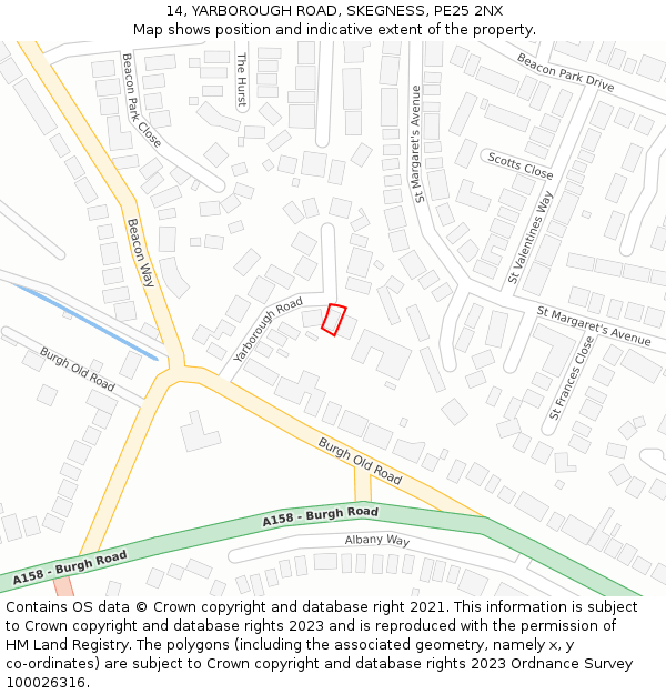 14, YARBOROUGH ROAD, SKEGNESS, PE25 2NX: Location map and indicative extent of plot
