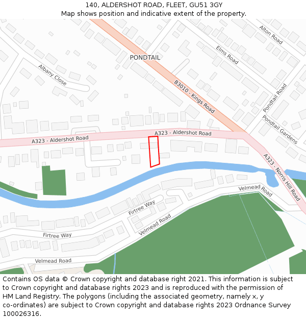 140, ALDERSHOT ROAD, FLEET, GU51 3GY: Location map and indicative extent of plot