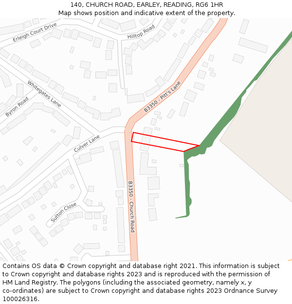 140, CHURCH ROAD, EARLEY, READING, RG6 1HR: Location map and indicative extent of plot