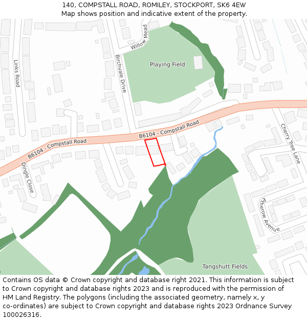 140, COMPSTALL ROAD, ROMILEY, STOCKPORT, SK6 4EW: Location map and indicative extent of plot
