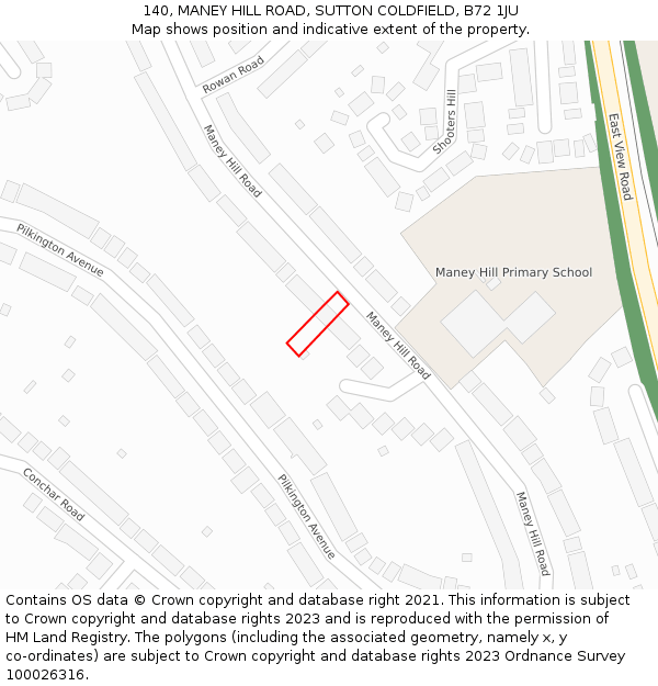 140, MANEY HILL ROAD, SUTTON COLDFIELD, B72 1JU: Location map and indicative extent of plot