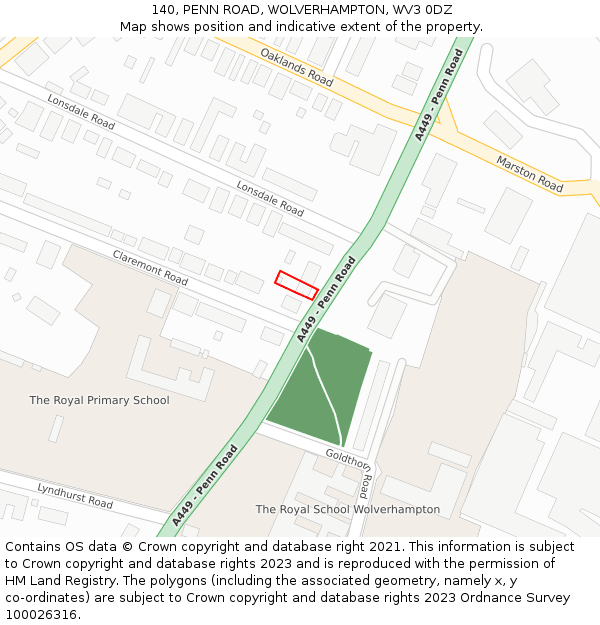140, PENN ROAD, WOLVERHAMPTON, WV3 0DZ: Location map and indicative extent of plot